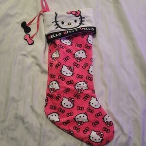 Hello Kitty Pink and White Printed Holiday Stocking